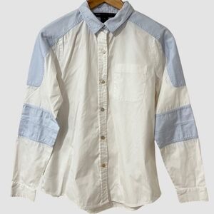 Marc By Marc Jacbos Button Down Shirt Colorblock Size XS White Blue